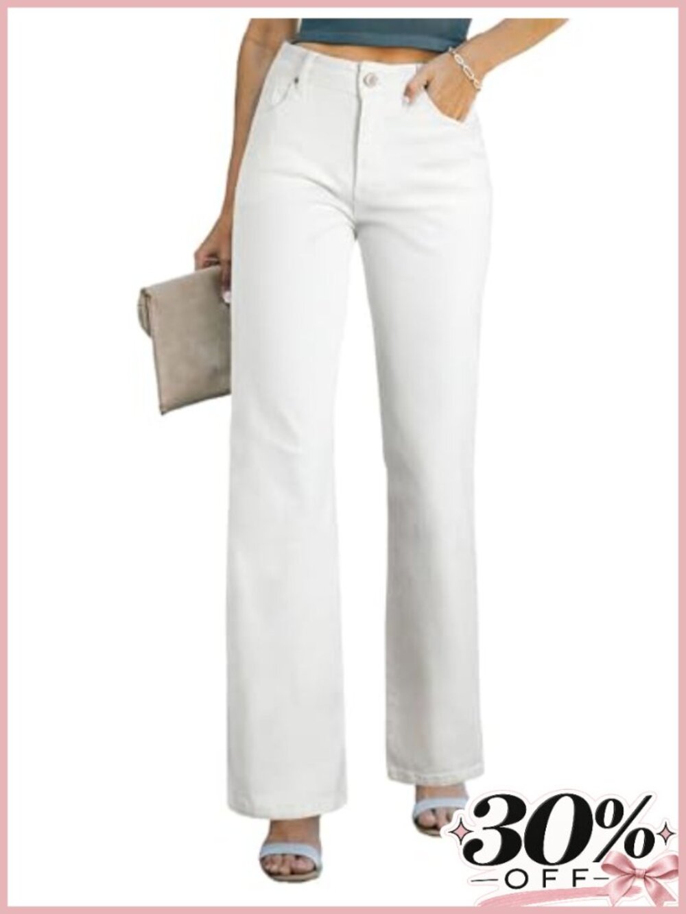High Waisted Wide Leg Straight Jeans Stretch Denim Pants